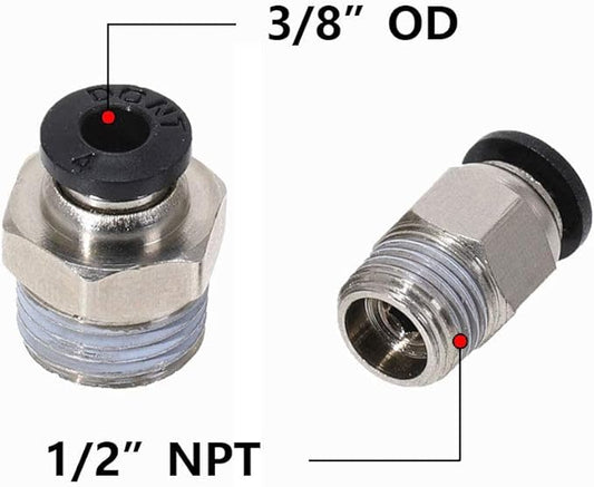 1/2" NPT Male to 3/8" Push to Connect Nipple