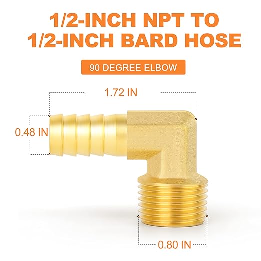 1/2" NPT Male to 1/2" Barb Fitting Elbow