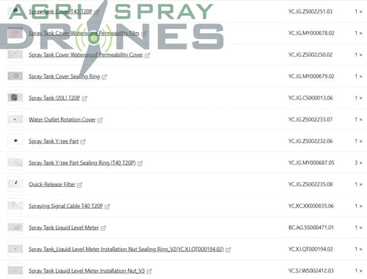 T20P Spray Tank Kit Agras Parts