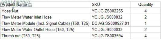 T25 Flow Meter Kit Agras Parts