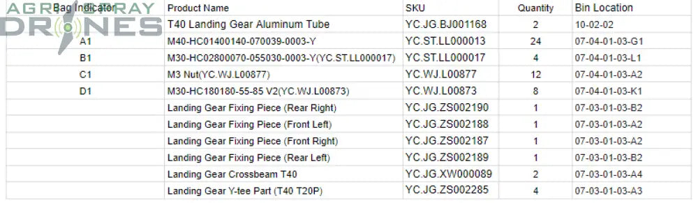 T40 Landing Gear Kit Agras Parts