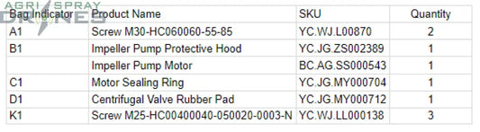 T50 Impeller Pump Kit Agras Parts